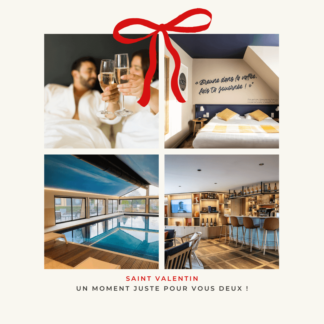 Offre Saint-Valentin 2026 à l'hôtel Antares Honfleur avec champagne et spa